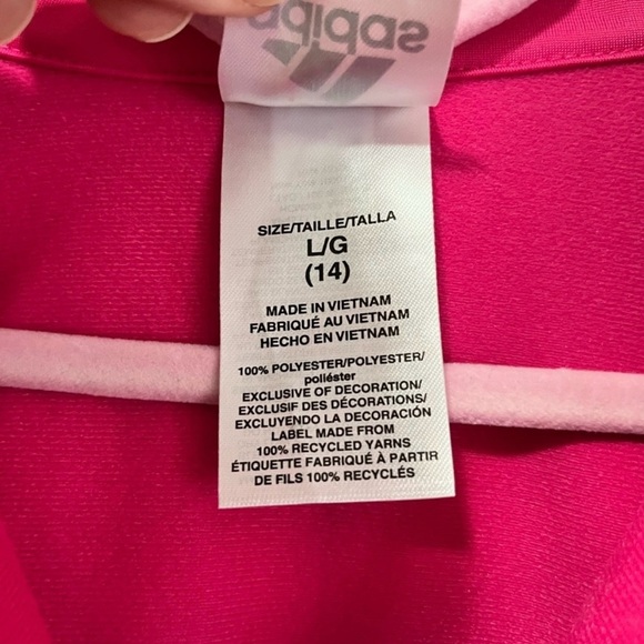 Adidas Colorblock Tricot Track Jacket Magenta Size L (14) - Picture 6 of 8